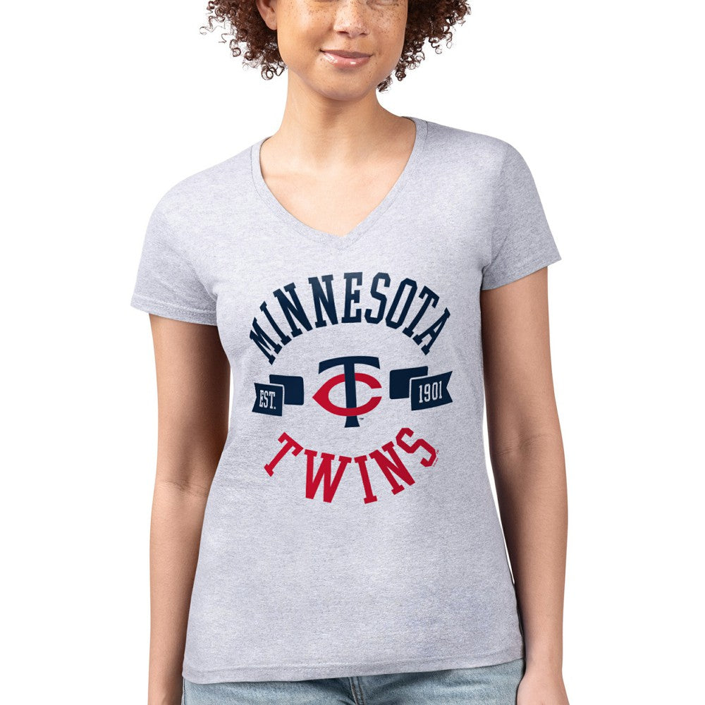 MLB Minnesota Twins G-III 4Her by Carl Banks Women's Super-Slim Fit Lightweight City Graphic V-Neck T-Shirt