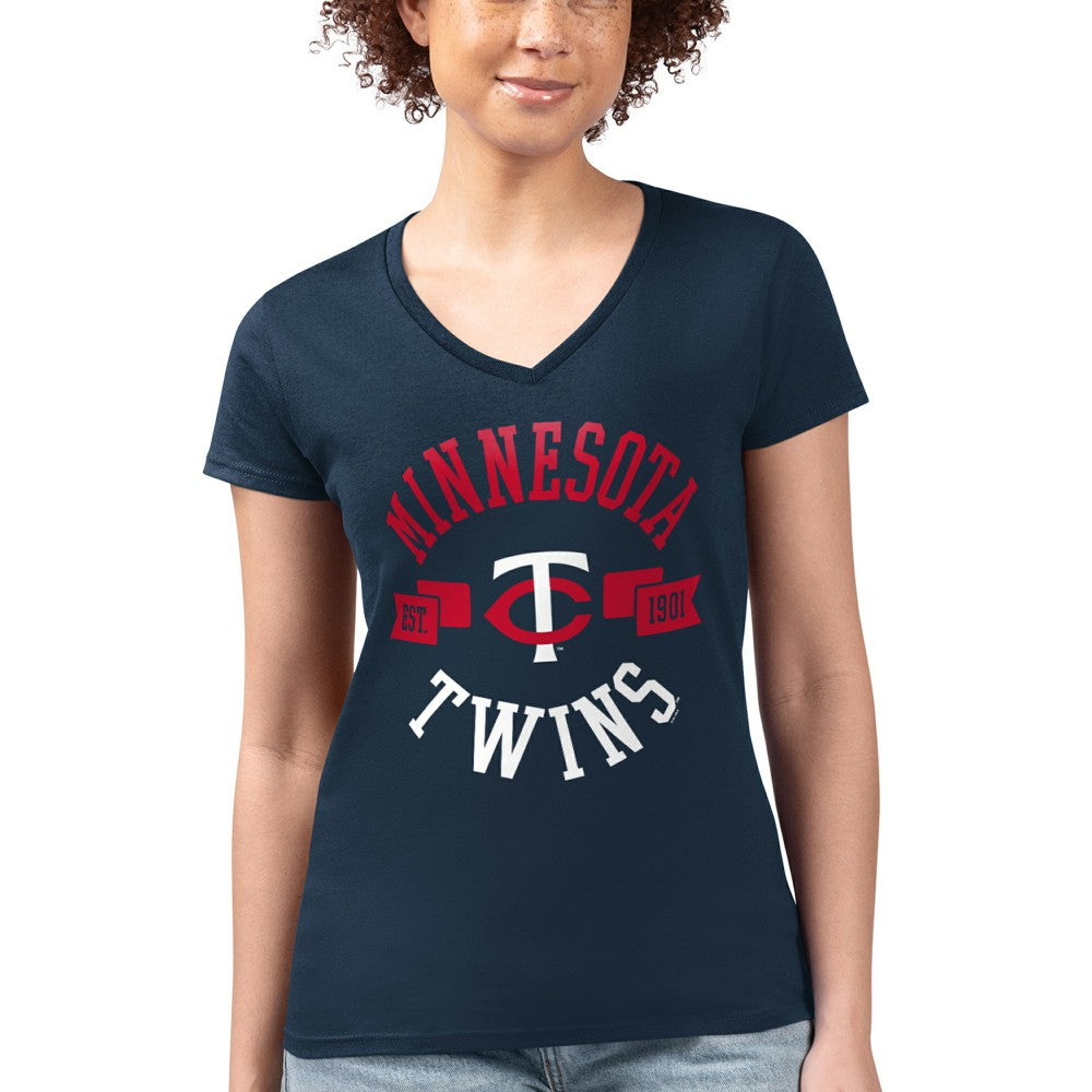 MLB Minnesota Twins G-III 4Her by Carl Banks Women's Super-Slim Fit Lightweight City Graphic V-Neck T-Shirt