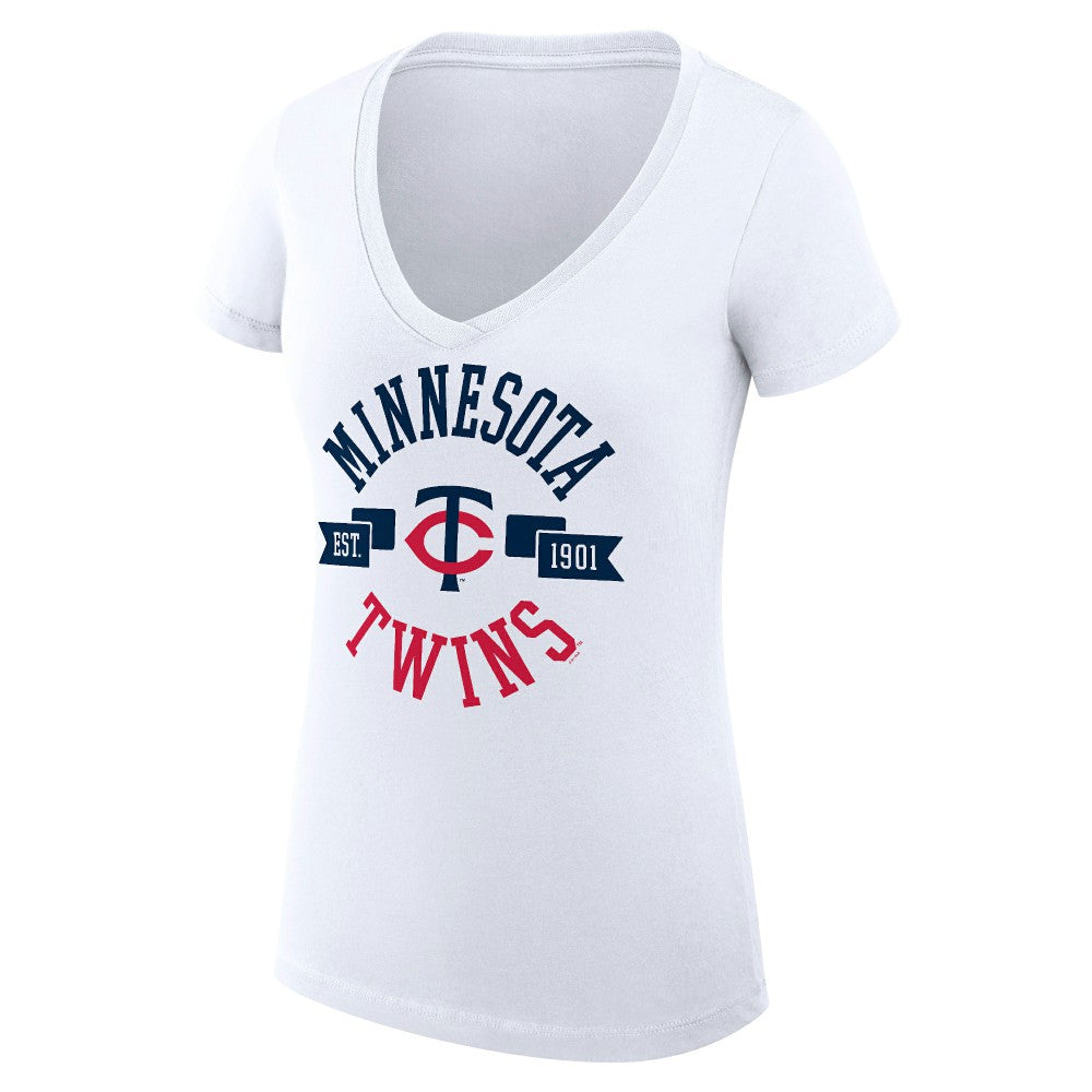MLB Minnesota Twins G-III 4Her by Carl Banks Women's Super-Slim Fit Lightweight City Graphic V-Neck T-Shirt