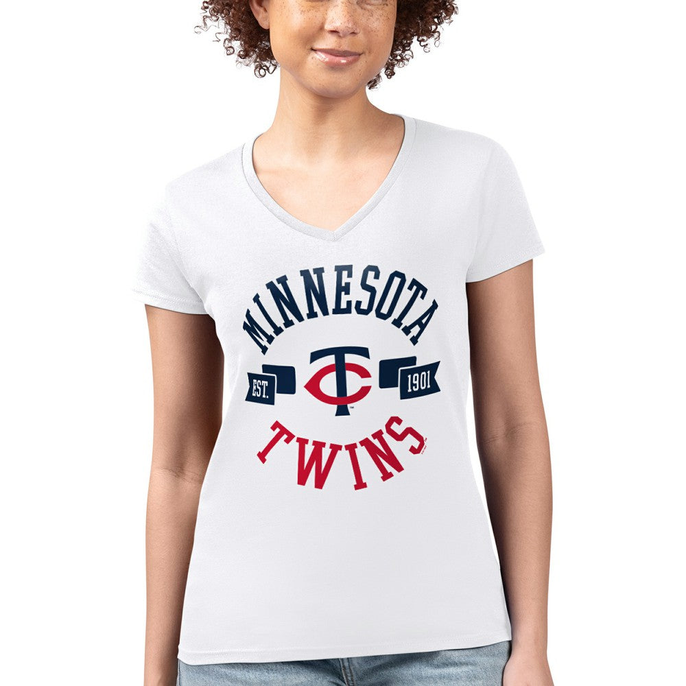 MLB Minnesota Twins G-III 4Her by Carl Banks Women's Super-Slim Fit Lightweight City Graphic V-Neck T-Shirt