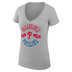MLB Philadelphia Phillies G-III 4Her by Carl Banks Women's Super-Slim Fit Lightweight City Graphic V-Neck T-Shirt