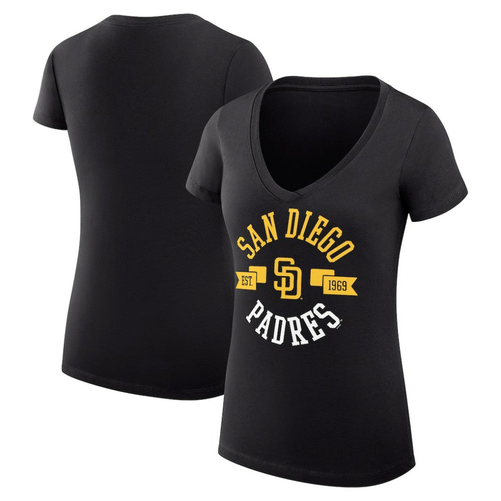 MLB San Diego Padres G-III 4Her by Carl Banks Women's Super-Slim Fit Lightweight City Graphic V-Neck T-Shirt