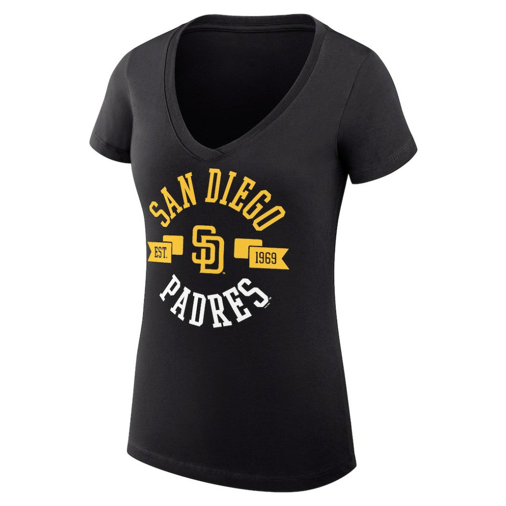 MLB San Diego Padres G-III 4Her by Carl Banks Women's Super-Slim Fit Lightweight City Graphic V-Neck T-Shirt