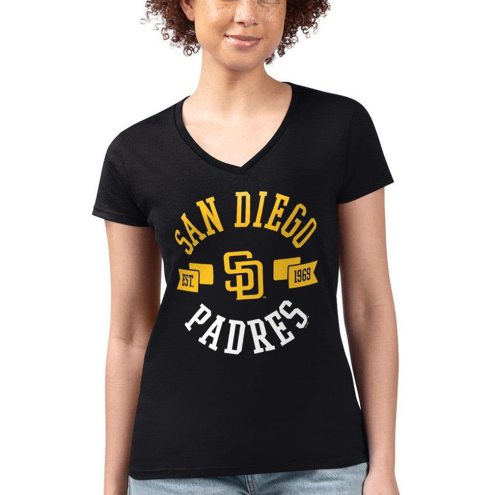 MLB San Diego Padres G-III 4Her by Carl Banks Women's Super-Slim Fit Lightweight City Graphic V-Neck T-Shirt