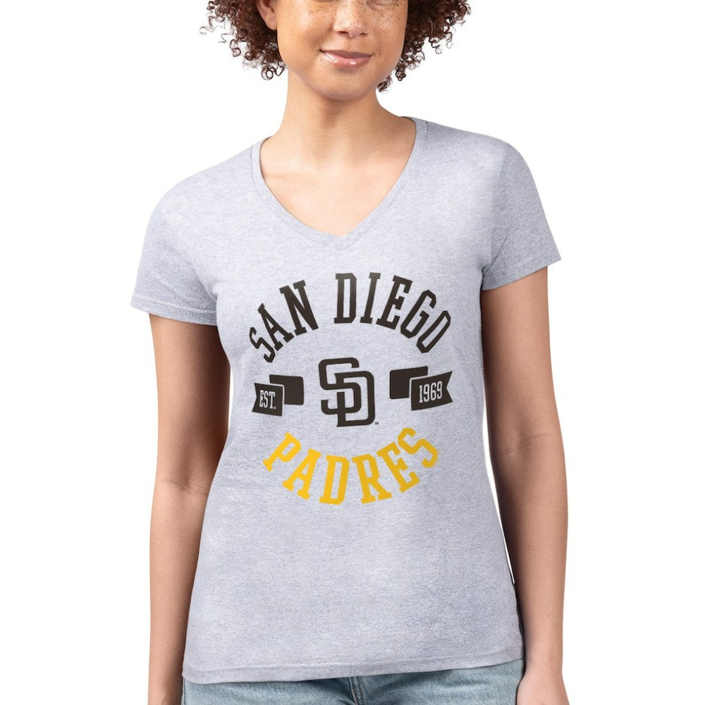 MLB San Diego Padres G-III 4Her by Carl Banks Women's Super-Slim Fit Lightweight City Graphic V-Neck T-Shirt