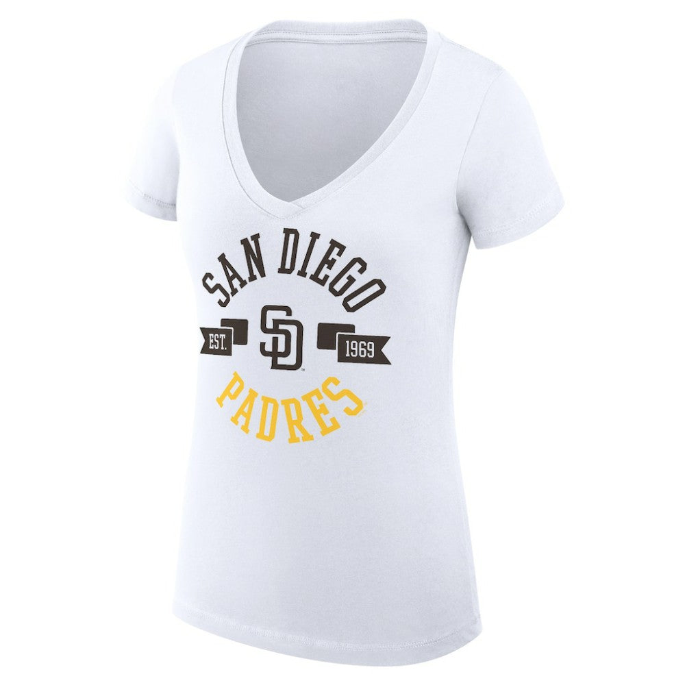 MLB San Diego Padres G-III 4Her by Carl Banks Women's Super-Slim Fit Lightweight City Graphic V-Neck T-Shirt