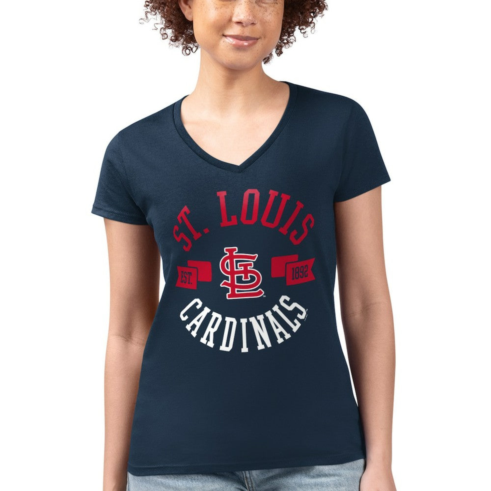MLB St. Louis Cardinals G-III 4Her by Carl Banks Women's Super-Slim Fit Lightweight City Graphic V-Neck T-Shirt