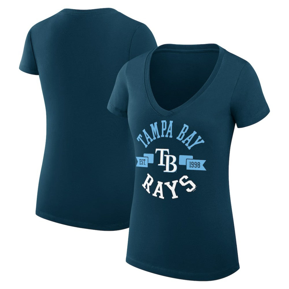 MLB Tampa Bay Rays G-III 4Her by Carl Banks Women's Super-Slim Fit Lightweight City Graphic V-Neck T-Shirt