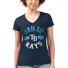 MLB Tampa Bay Rays G-III 4Her by Carl Banks Women's Super-Slim Fit Lightweight City Graphic V-Neck T-Shirt