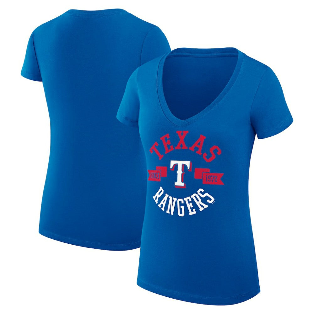 MLB Texas Rangers G-III 4Her by Carl Banks Women's Super-Slim Fit Lightweight City Graphic V-Neck T-Shirt