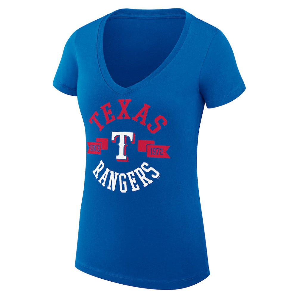 MLB Texas Rangers G-III 4Her by Carl Banks Women's Super-Slim Fit Lightweight City Graphic V-Neck T-Shirt