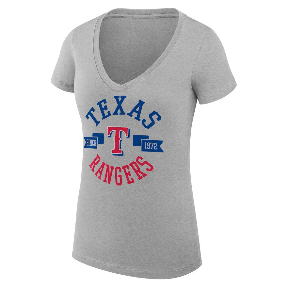 MLB Texas Rangers G-III 4Her by Carl Banks Women's Super-Slim Fit Lightweight City Graphic V-Neck T-Shirt