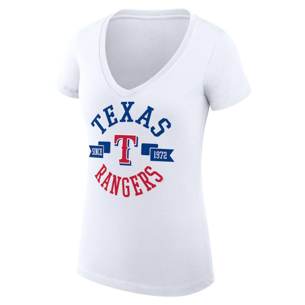 MLB Texas Rangers G-III 4Her by Carl Banks Women's Super-Slim Fit Lightweight City Graphic V-Neck T-Shirt