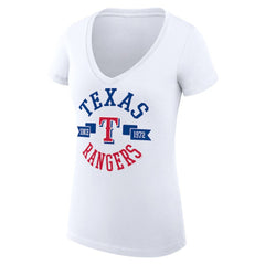 MLB Texas Rangers G-III 4Her by Carl Banks Women's Super-Slim Fit Lightweight City Graphic V-Neck T-Shirt
