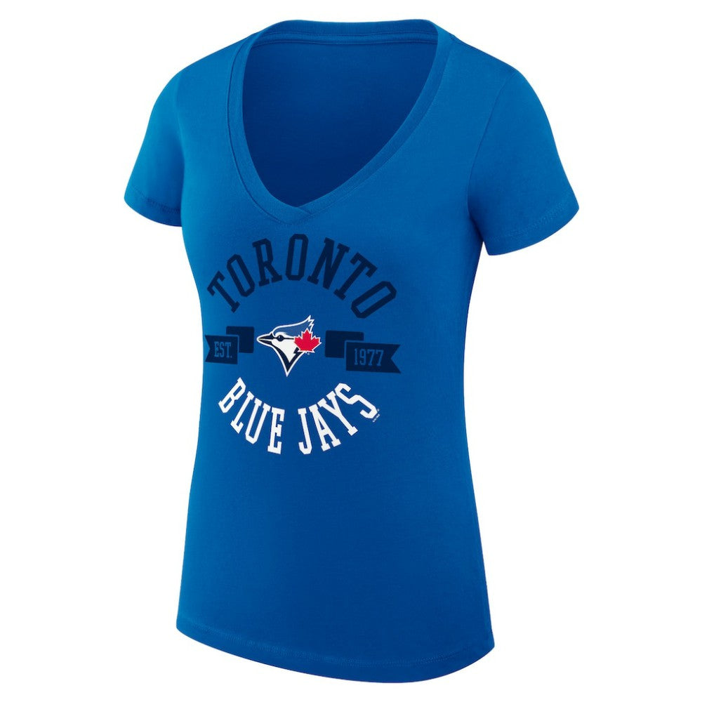 MLB Toronto Blue Jays G-III 4Her by Carl Banks Women's Super-Slim Fit Lightweight City Graphic V-Neck T-Shirt