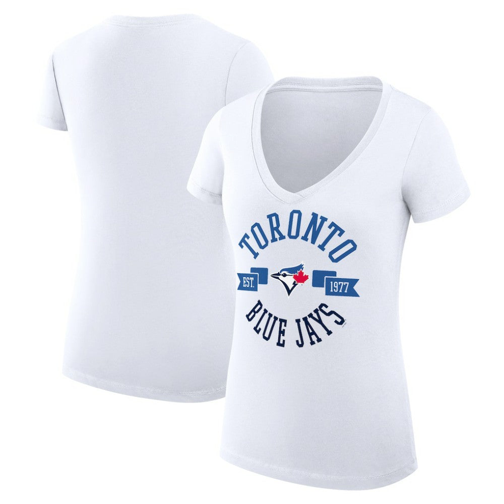 MLB Toronto Blue Jays G-III 4Her by Carl Banks Women's Super-Slim Fit Lightweight City Graphic V-Neck T-Shirt