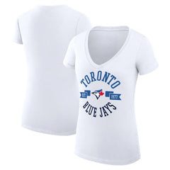 MLB Toronto Blue Jays G-III 4Her by Carl Banks Women's Super-Slim Fit Lightweight City Graphic V-Neck T-Shirt