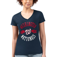 MLB Washington Nationals G-III 4Her by Carl Banks Women's Super-Slim Fit Lightweight City Graphic V-Neck T-Shirt