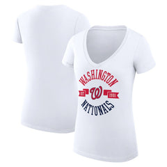 MLB Washington Nationals G-III 4Her by Carl Banks Women's Super-Slim Fit Lightweight City Graphic V-Neck T-Shirt