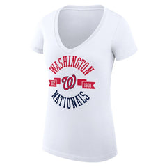 MLB Washington Nationals G-III 4Her by Carl Banks Women's Super-Slim Fit Lightweight City Graphic V-Neck T-Shirt