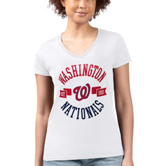 MLB Washington Nationals G-III 4Her by Carl Banks Women's Super-Slim Fit Lightweight City Graphic V-Neck T-Shirt