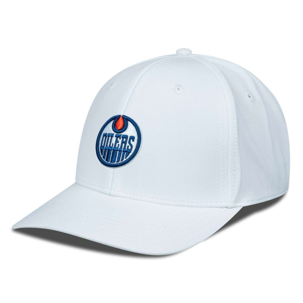 NHL White Edmonton Oilers Levelwear Rise Flex Hat