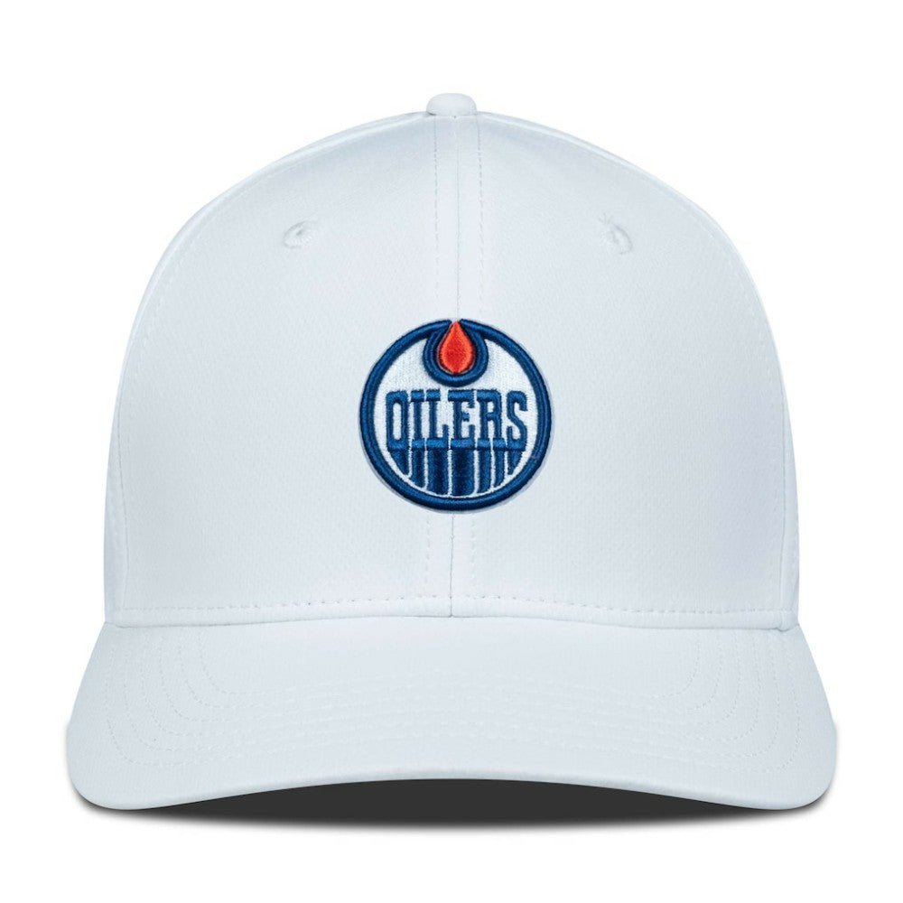 NHL White Edmonton Oilers Levelwear Rise Flex Hat