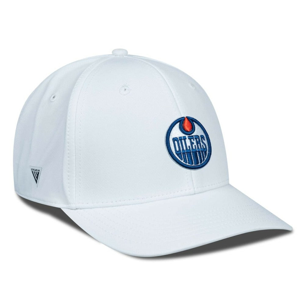 NHL White Edmonton Oilers Levelwear Rise Flex Hat