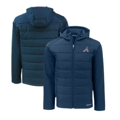 MLB Atlanta Braves Cutter & Buck Stars & Stripes Evoke Hybrid Eco Softshell Recycled Full-Zip Hoodie Jacket