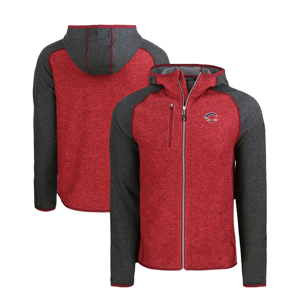 MLB Cincinnati Reds Cutter & Buck Stars & Stripes Mainsail Sweater-Knit Full-Zip Hoodie