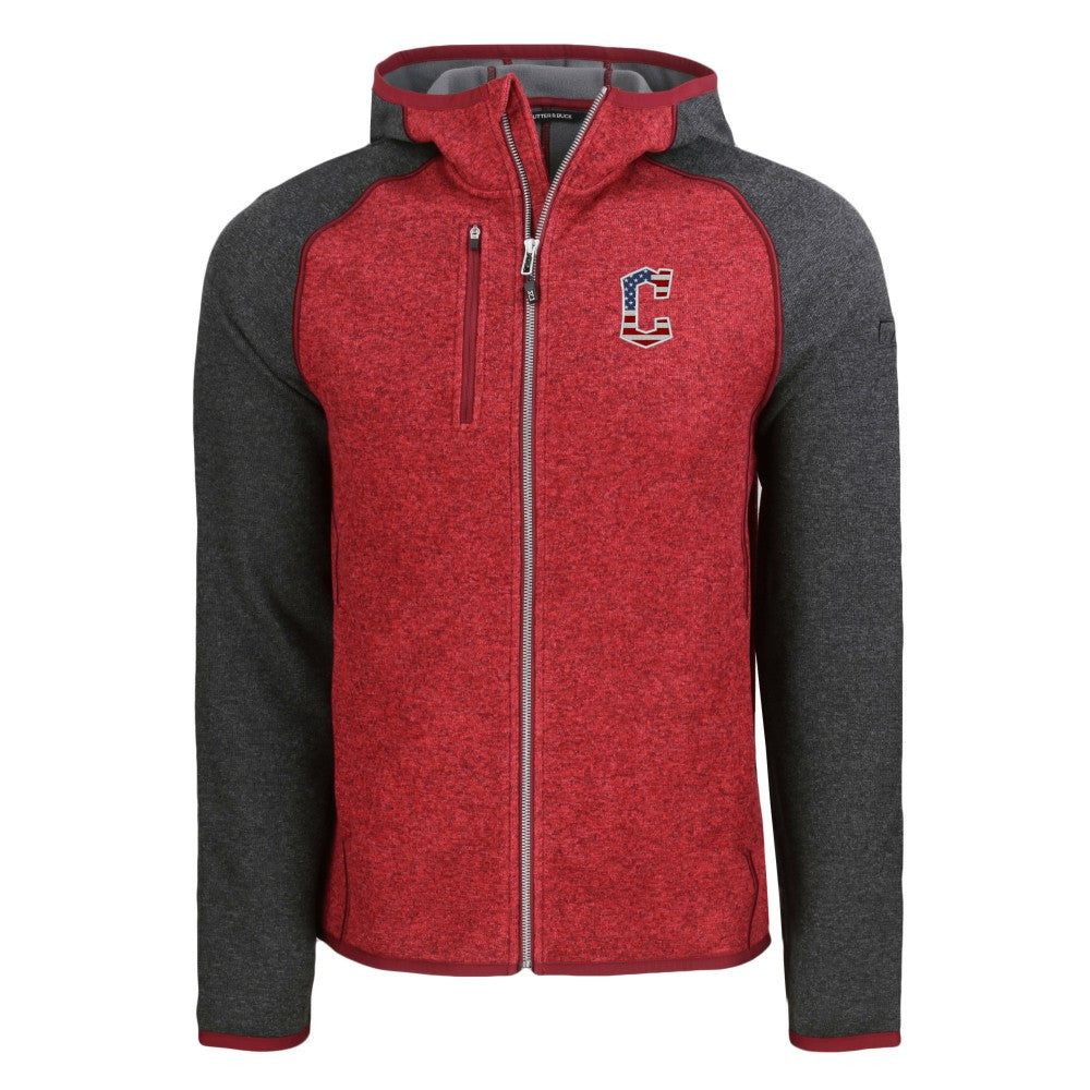 MLB Cleveland Guardians Cutter & Buck Stars & Stripes Mainsail Sweater-Knit Full-Zip Hoodie