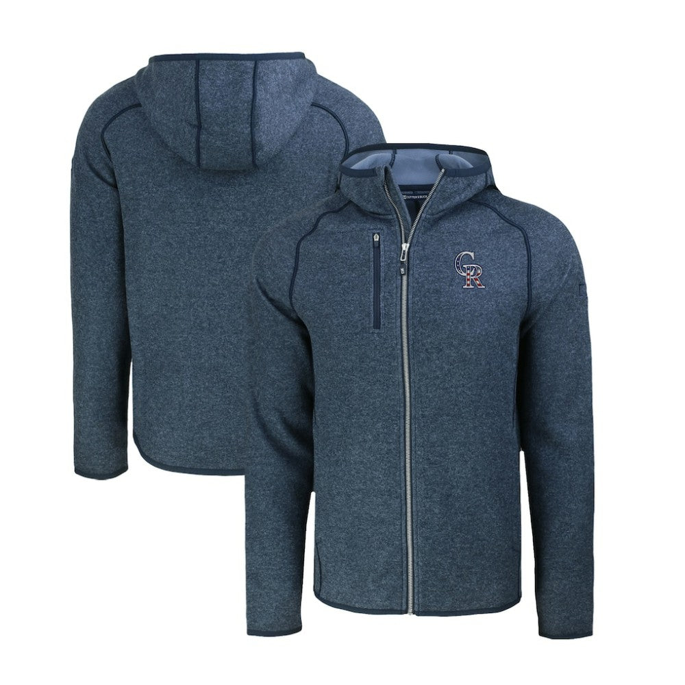 MLB Colorado Rockies Cutter & Buck Stars & Stripes Mainsail Sweater-Knit Full-Zip Hoodie
