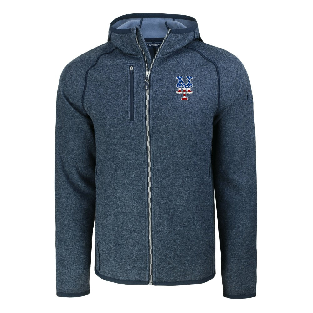 MLB New York Mets Cutter & Buck Stars & Stripes Mainsail Sweater-Knit Full-Zip Hoodie