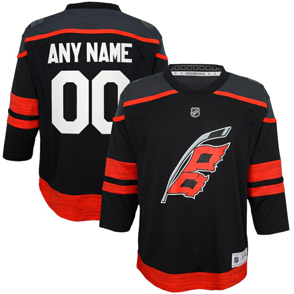 NHL Black Carolina Hurricanes Youth Home Replica Custom Jersey