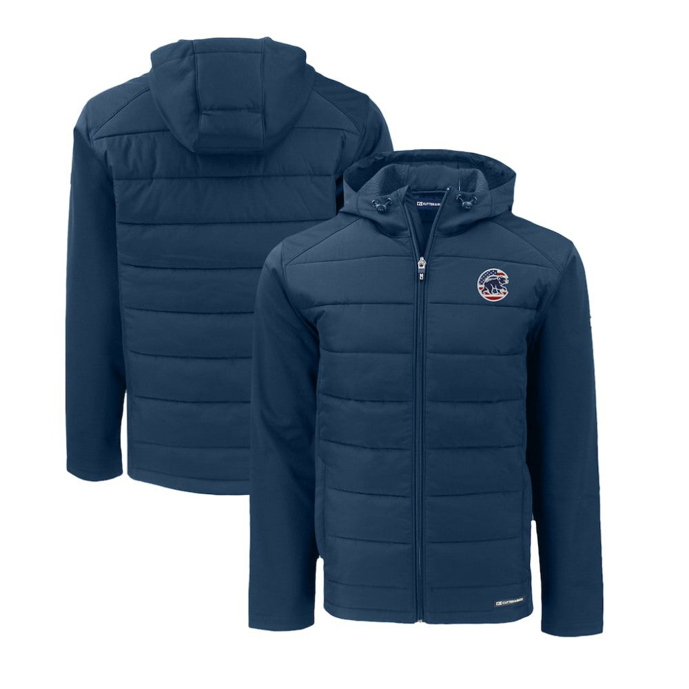 MLB Chicago Cubs Cutter & Buck Stars & Stripes Big & Tall Evoke Hybrid Eco Softshell Recycled Full-Zip Hoodie Jacket