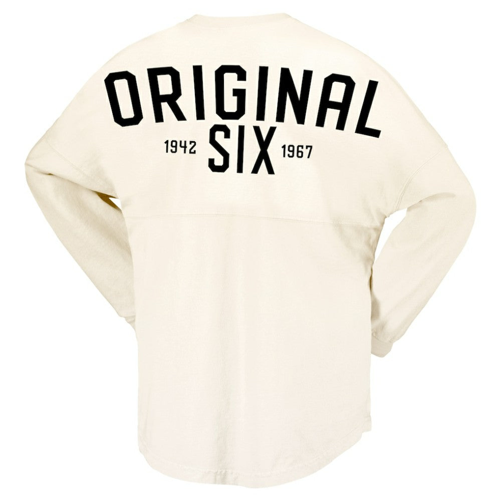 NHL Cream Montreal Canadiens Fanatics Women's Original Six Lace-Up Spirit Jersey Long Sleeve T-Shirt