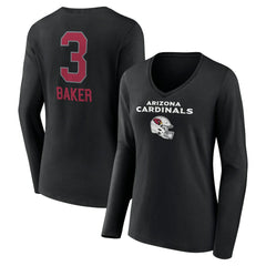 Budda Baker  Women's Team Wordmark Player Name & Number Long Sleeve V-Neck T-Shirt - Arizona Cardinals