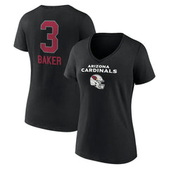 Budda Baker  Women's Team Wordmark Player Name & Number V-Neck T-Shirt - Arizona Cardinals