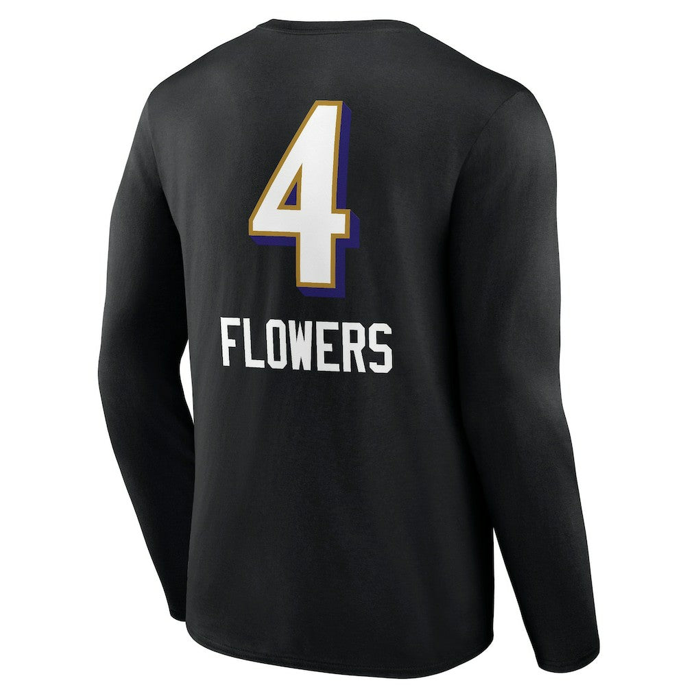 Zay Flowers  Team Wordmark Player Name & Number Long Sleeve T-Shirt - Baltimore Ravens