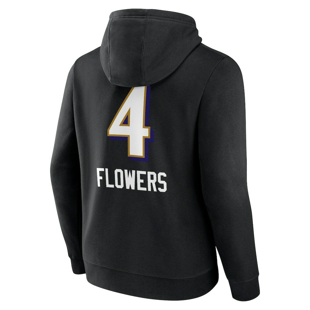 Zay Flowers  Team Wordmark Player Name & Number Pullover Hoodie - Baltimore Ravens