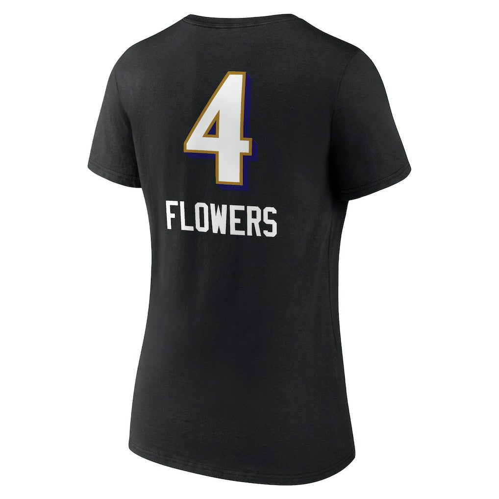 Zay Flowers  Women's Team Wordmark Player Name & Number V-Neck T-Shirt - Baltimore Ravens