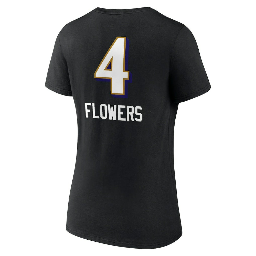 Zay Flowers  Women's Team Wordmark Player Name & Number V-Neck T-Shirt - Baltimore Ravens