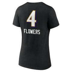 Zay Flowers  Women's Team Wordmark Player Name & Number V-Neck T-Shirt - Baltimore Ravens