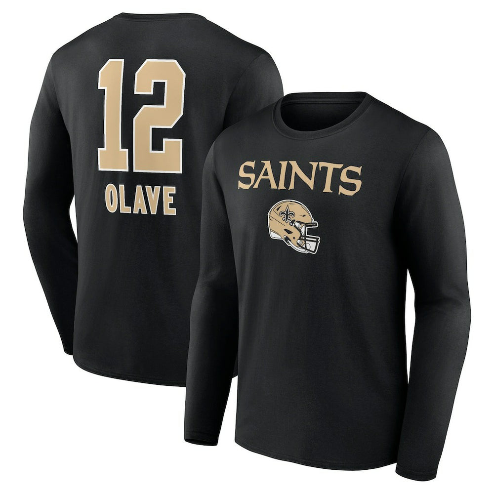 Chris Olave  Team Wordmark Player Name & Number Long Sleeve T-Shirt - New Orleans Saints