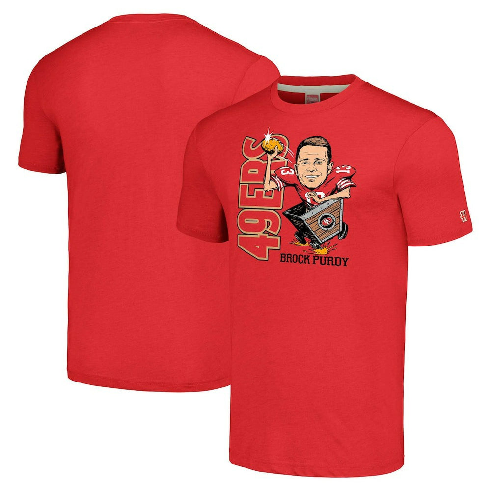 Brock Purdy  Homage Unisex Caricature Player Tri-Blend T-Shirt - San Francisco 49ers