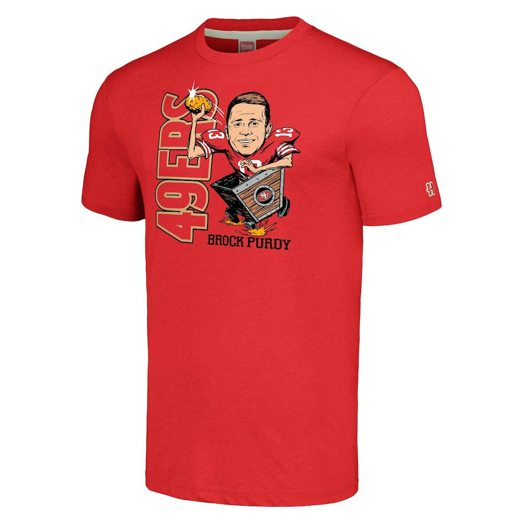 Brock Purdy  Homage Unisex Caricature Player Tri-Blend T-Shirt - San Francisco 49ers