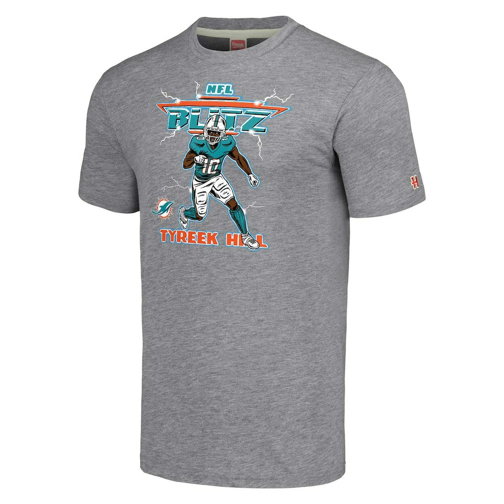 Tyreek Hill  Homage Unisex NFL Blitz Player Tri-Blend T-Shirt - Miami Dolphins