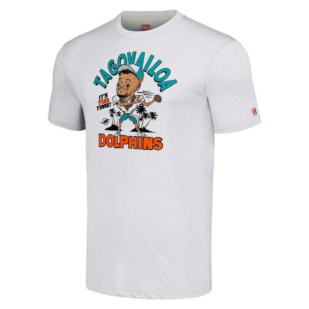 Tua Tagovailoa  Homage Unisex Caricature Player Tri-Blend T-Shirt - Miami Dolphins