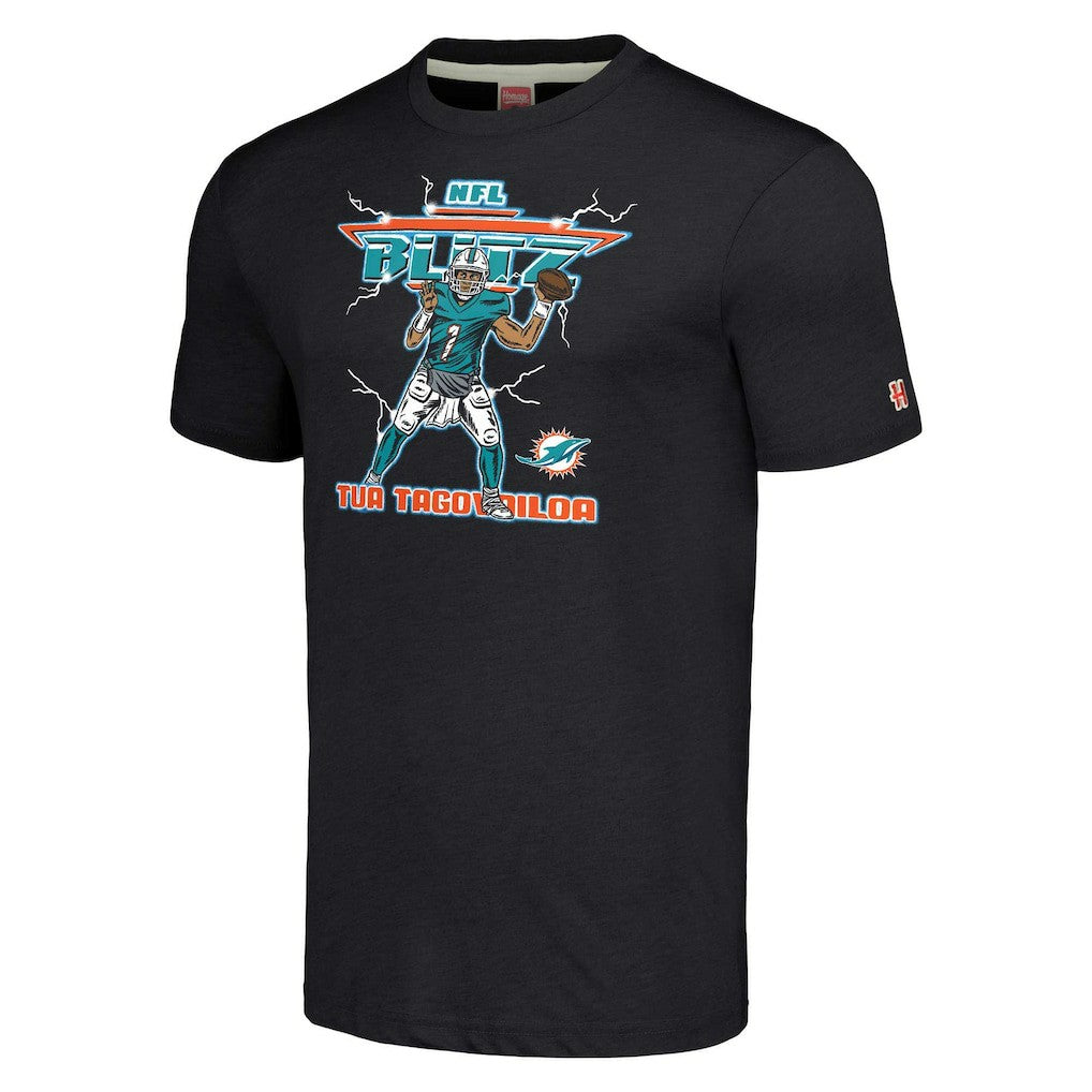 Tua Tagovailoa  Homage Unisex NFL Blitz Player Tri-Blend T-Shirt - Miami Dolphins
