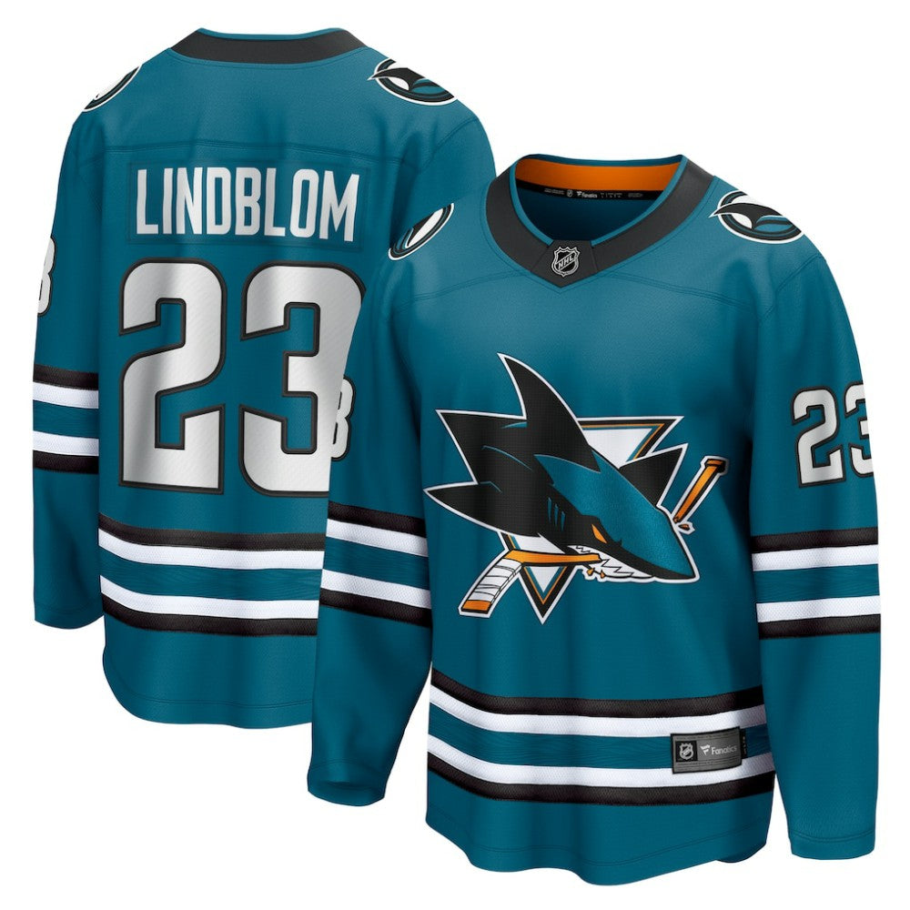 NHL Teal Oskar Lindblom San Jose Sharks Fanatics Home Breakaway Jersey